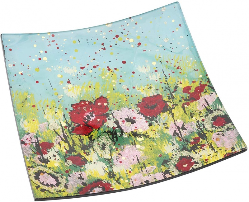 Square Glass Plate curved  - Wild Meadow